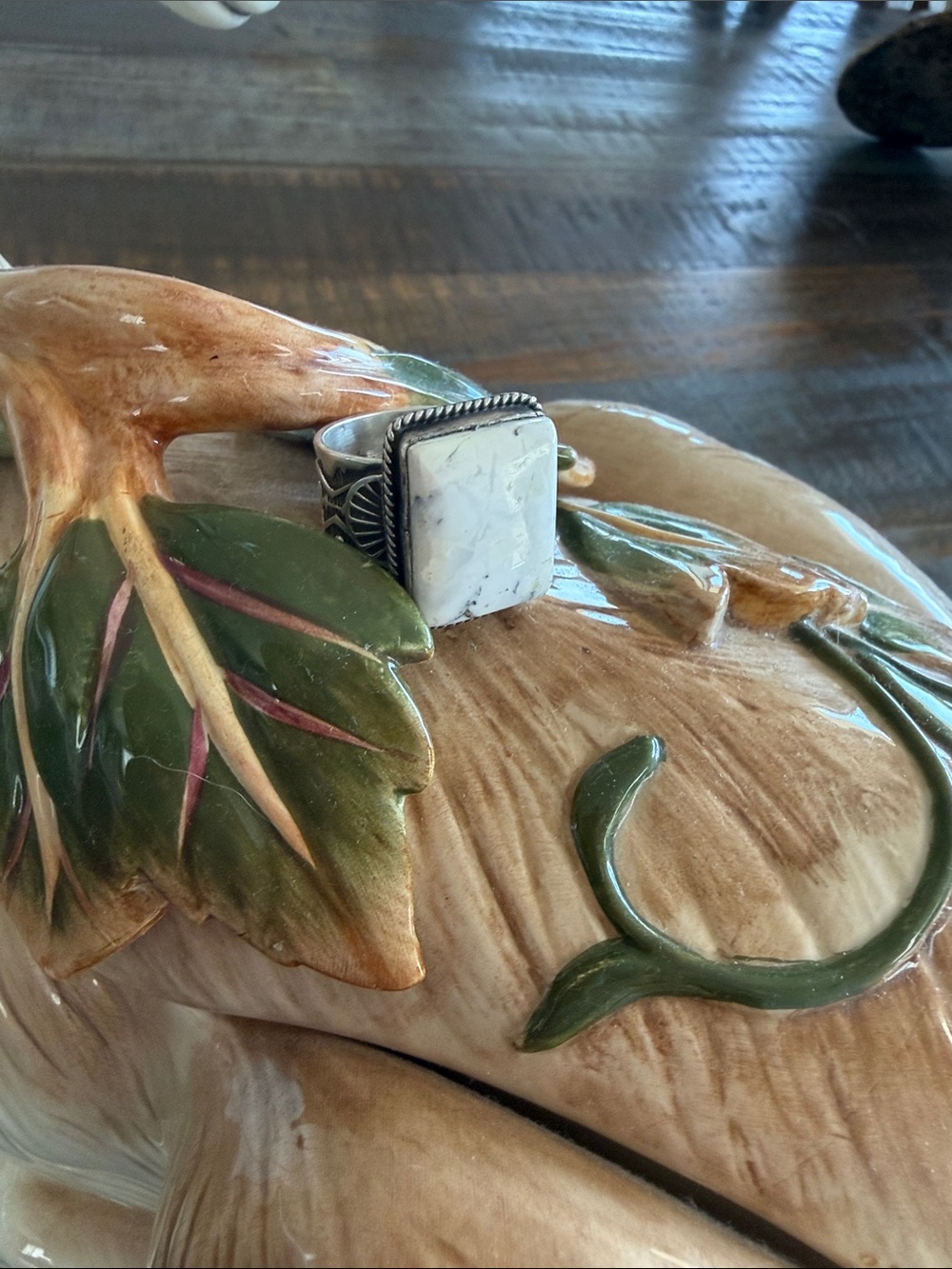 Navajo White Buffalo Sterling Silver Ring